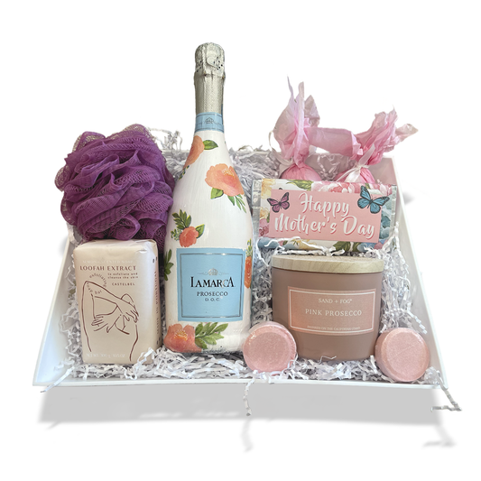 Mother's Day La Marca Prosecco Gift basket with Handcrafted Floral Bottle – 750ml