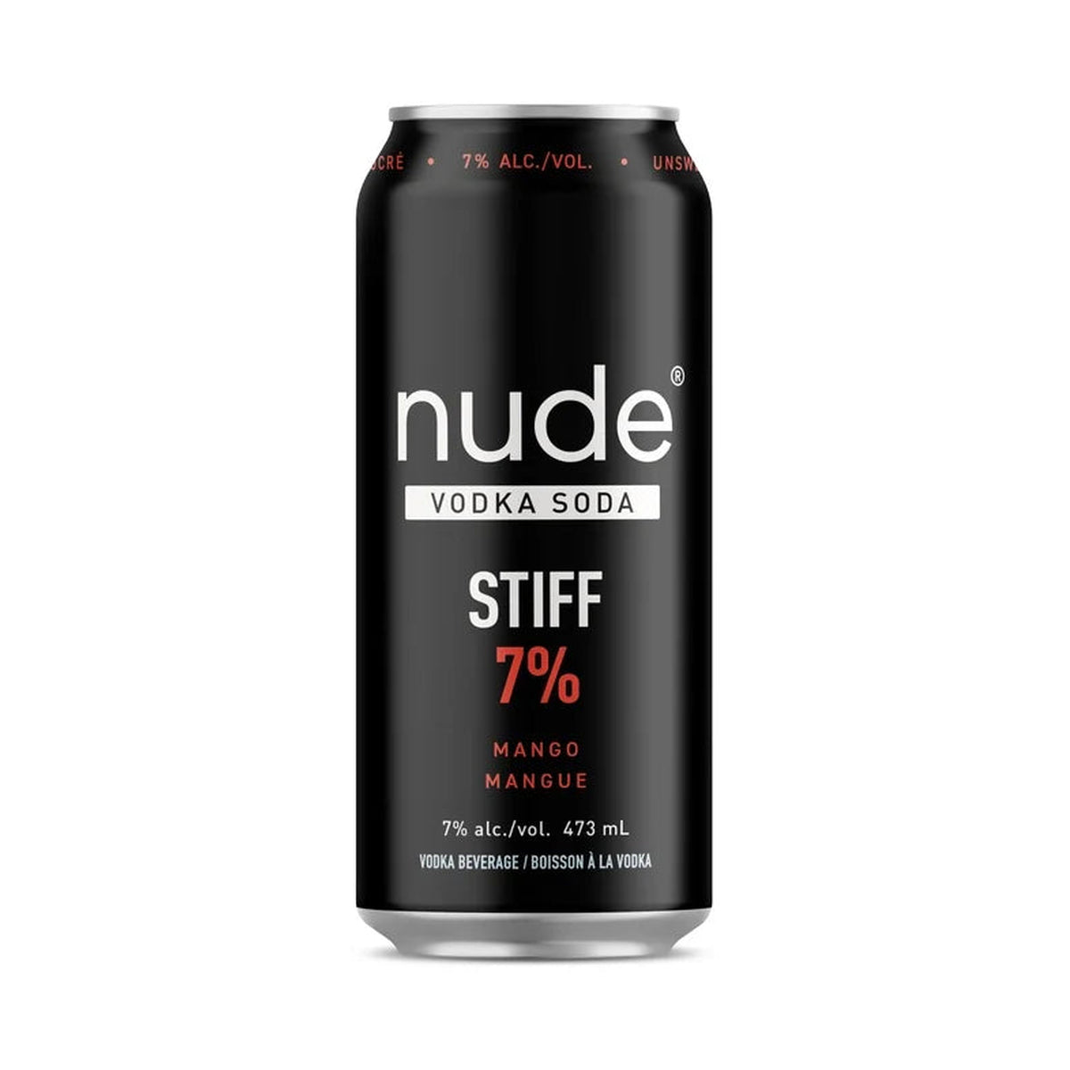 Nude Beverages Vodka Soda Stiff Mango 473 mL