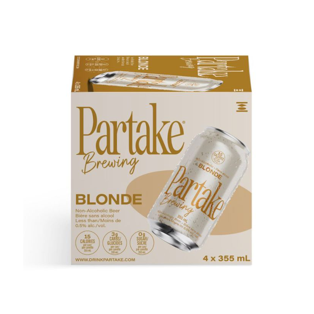 Partake Blonde Craft Non-Alcoholic Beer 4 Pack Cans