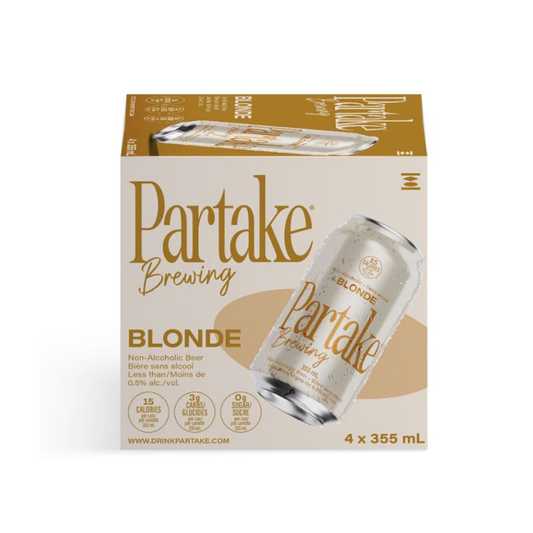 Partake Blonde Craft Non-Alcoholic Beer 4 Pack Cans
