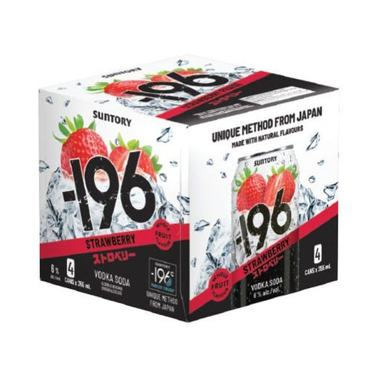 -196 Strawberry Vodka Soda 4 Cans 355 mL