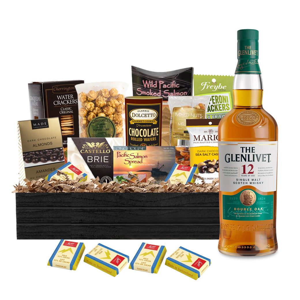 TAG Liquor Stores Liquor Gift Delivery Canada - Glenlivet 12 Year Old Single Malt Scotch Whisky 750ml Gift Basket