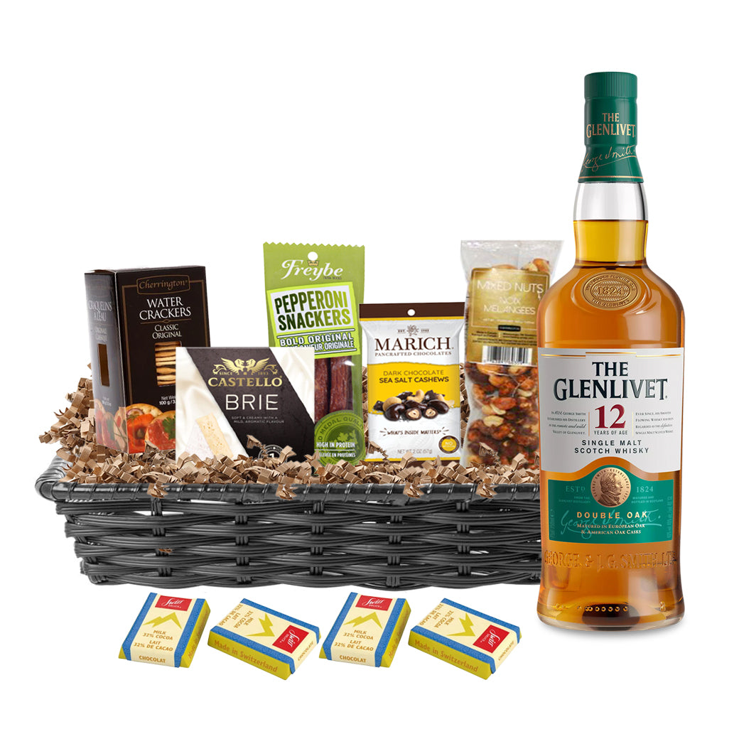 TAG Liquor Stores Liquor Gift Delivery Canada - Glenlivet 12 Year Old Single Malt Scotch Whisky 750ml Gift Basket