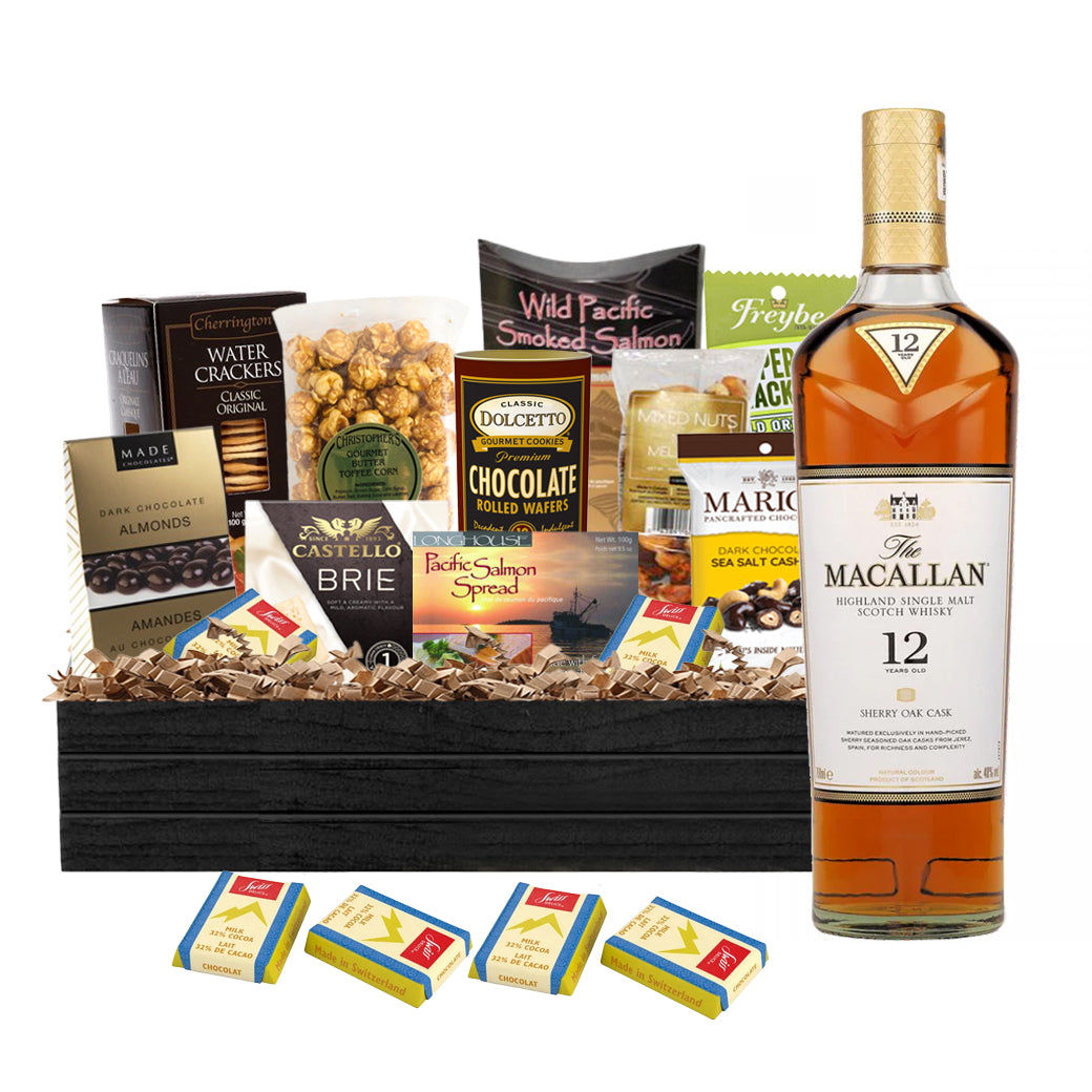 TAG Liquor Stores Liquor Gift Delivery Canada - Macallan 12 Year Old Double Cask Scotch Whisky 750ml Gift Basket