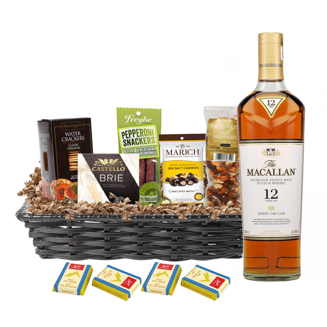 TAG Liquor Stores Liquor Gift Delivery Canada - Macallan 12 Year Old Double Cask Scotch Whisky 750ml Gift Basket