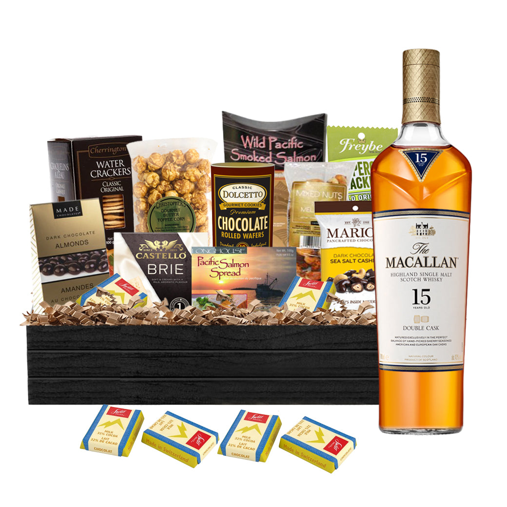 TAG Liquor Stores Liquor Gift Delivery Canada - Macallan 15 Years Old Double Cask Scotch Whisky 750ml Gift Basket