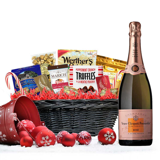 TAG Liquor Stores BC - Veuve Clicquot Rose Champagne 750ml Christmas Gift Basket-