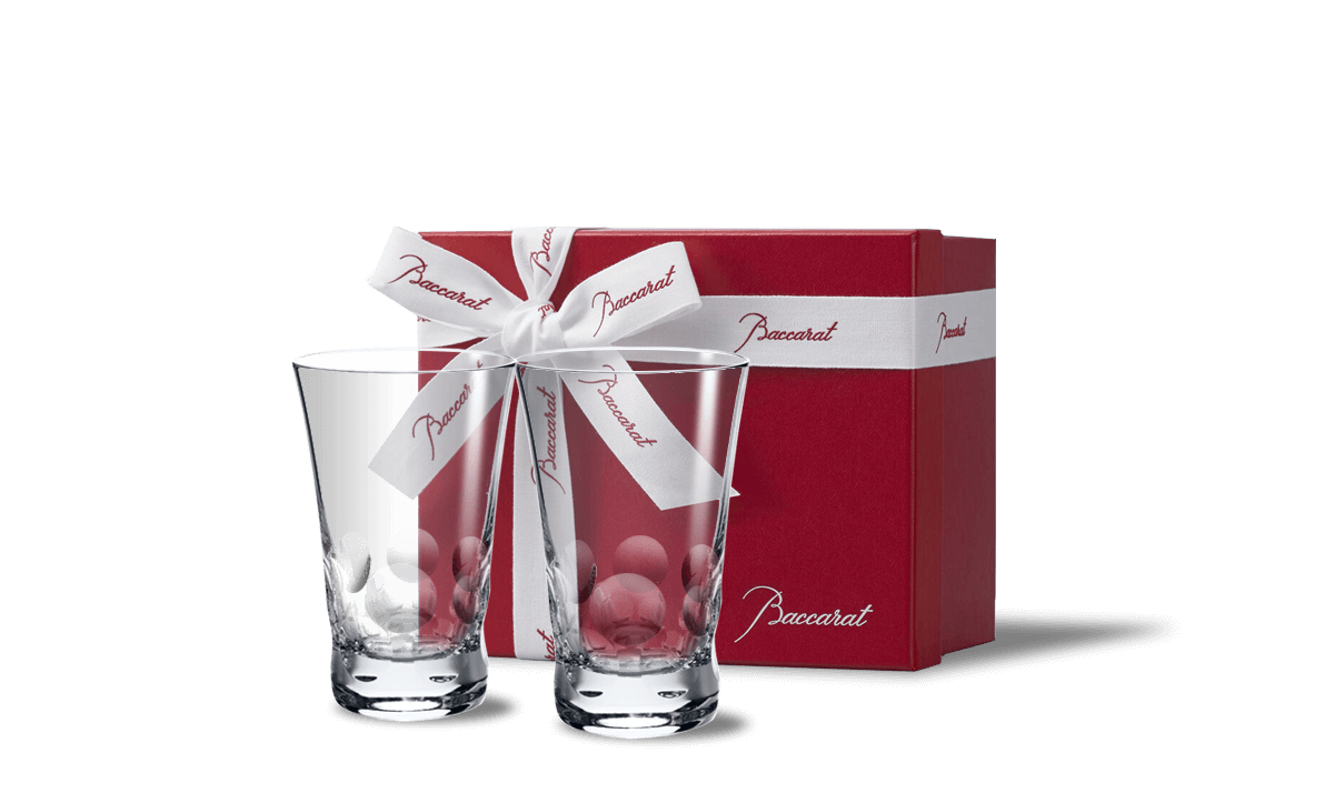 Baccarat Crystal Glassware in front of red box