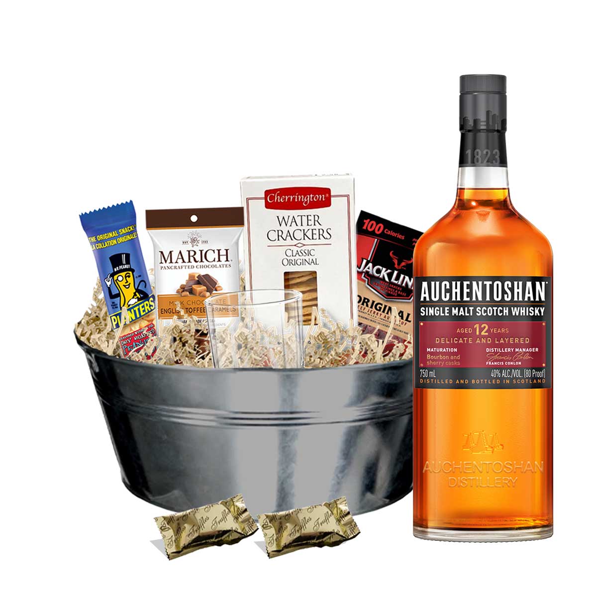 TAG Liquor Stores BC - Auchentoshan 12 Year Old Scotch Whisky 750ml Gift Basket
