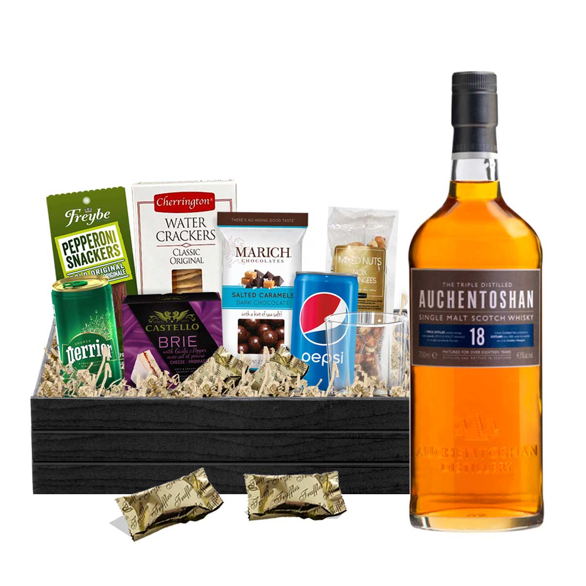 TAG Liquor Stores BC - Auchentoshan 18 Year Old Scotch Whisky 750ml Gift Basket