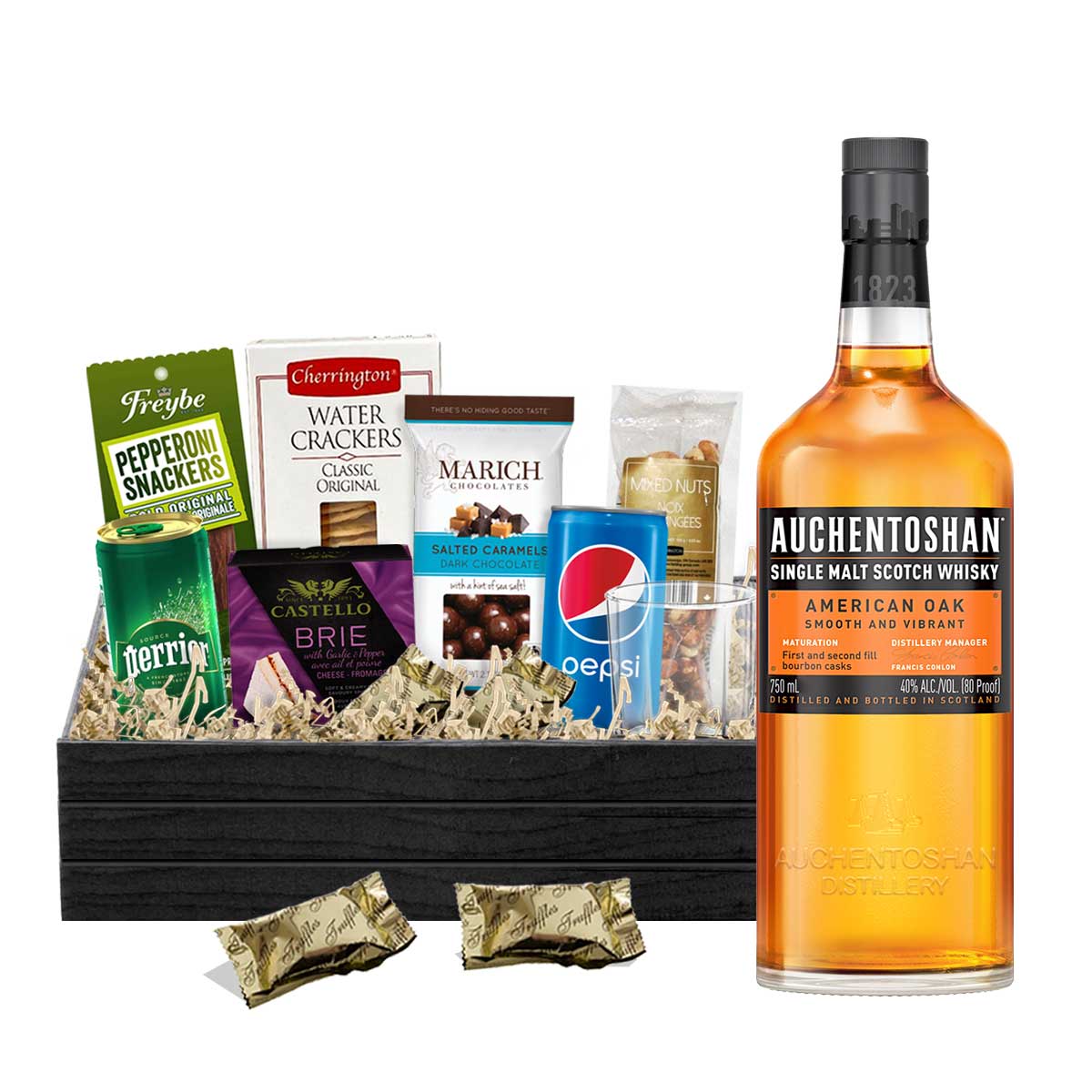 TAG Liquor Stores BC - Auchentoshan American Oak Scotch Whisky 750ml Gift Basket