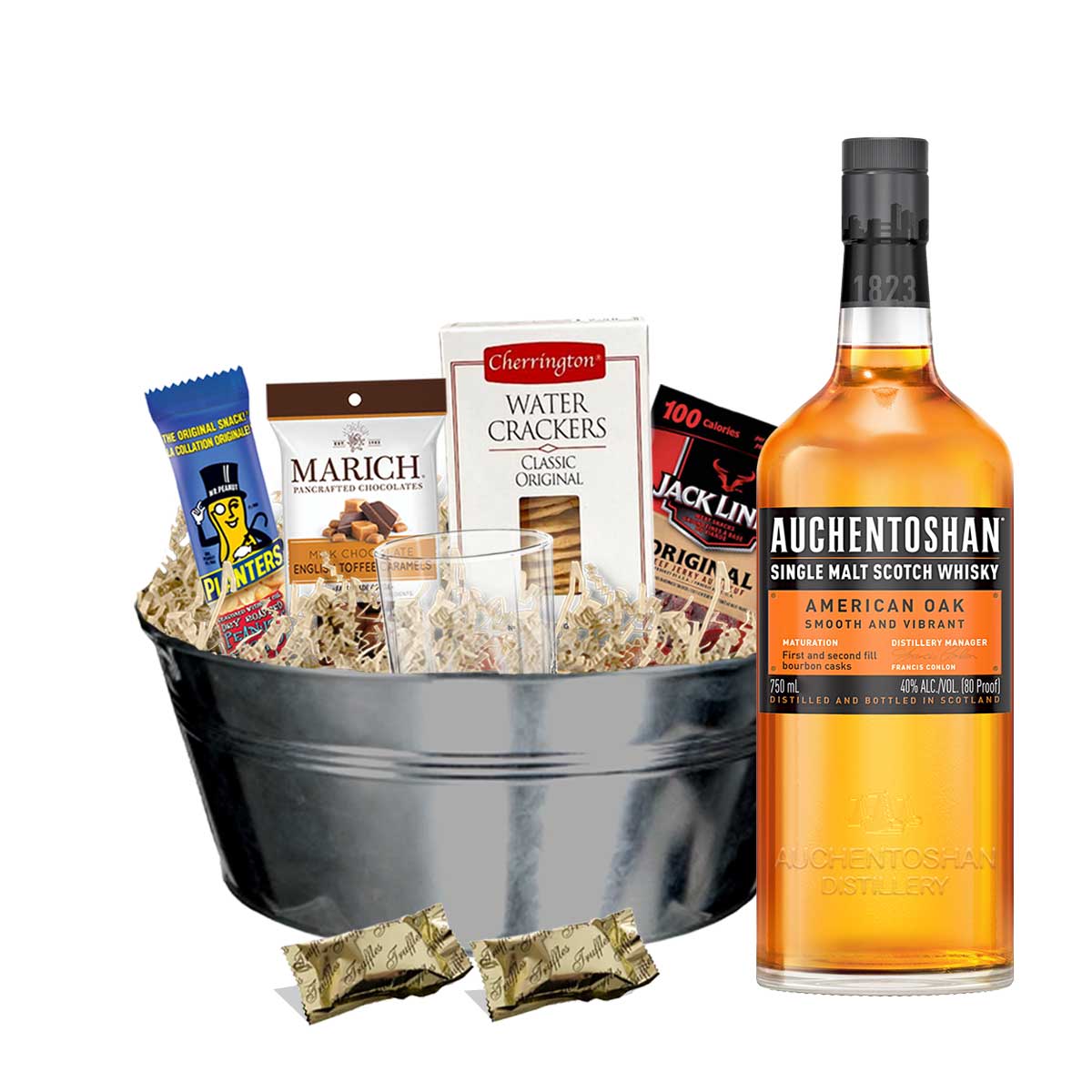 TAG Liquor Stores BC - Auchentoshan American Oak Scotch Whisky 750ml Gift Basket