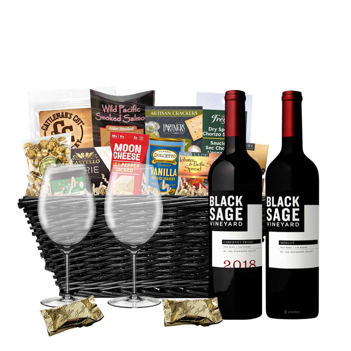 TAG Liquor Stores BC - Black Sage Cabernet Franc & Black Sage Merlot 750ml x 2 Gift Basket