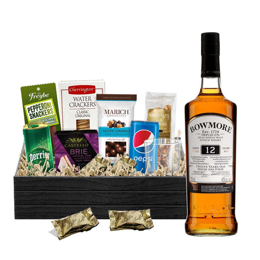 TAG Liquor Stores BC - Bowmore 12 Year Islay Single Malt Scotch Whisky 750ml Gift Basket