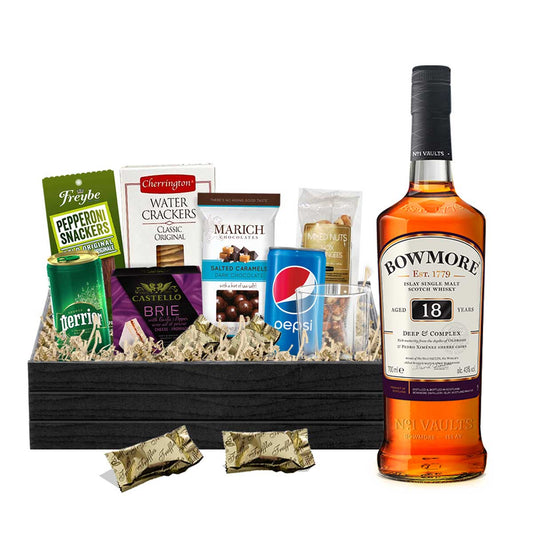 TAG Liquor Stores BC - Bowmore 18 Year Islay Single Malt Scotch Whisky 750ml Gift Basket