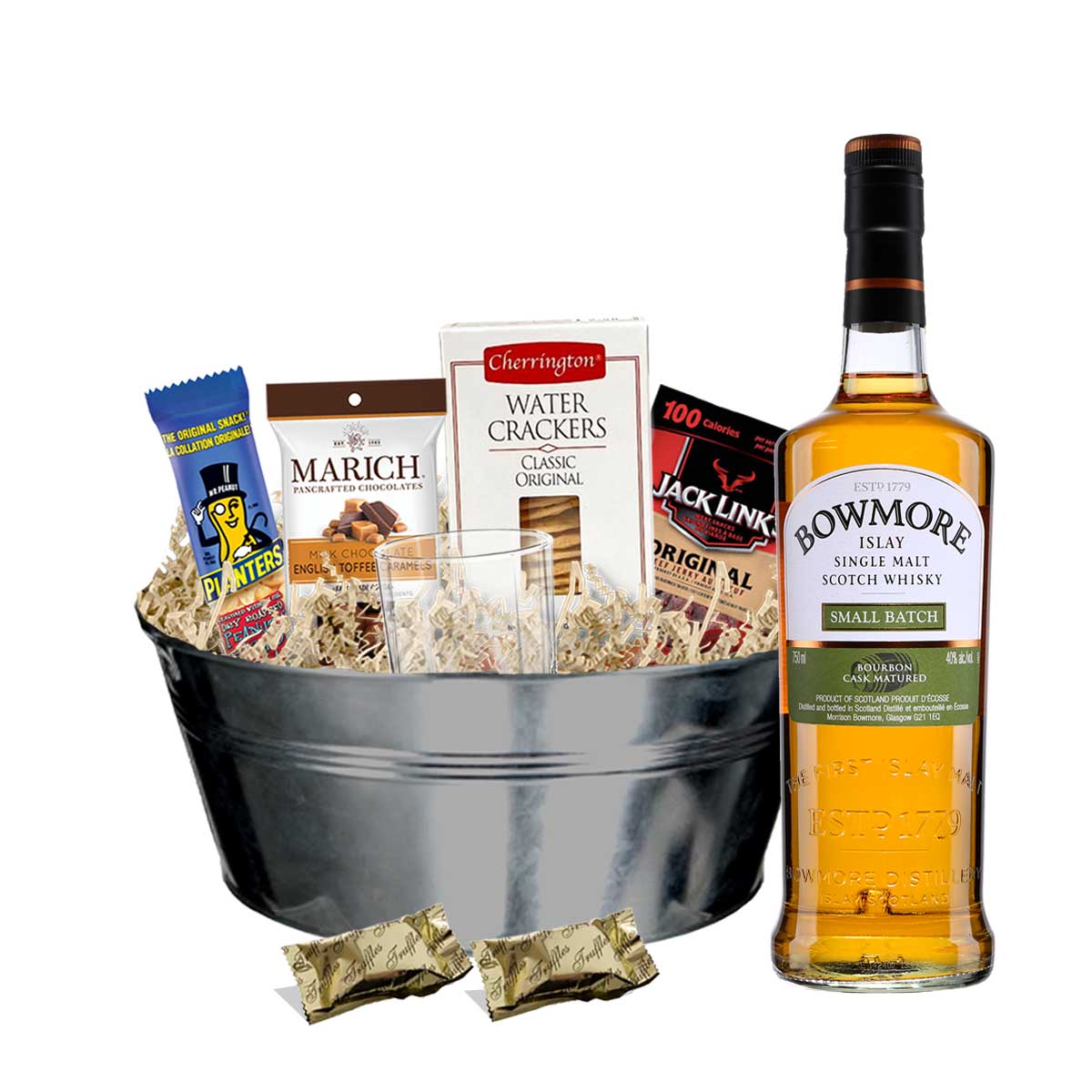 TAG Liquor Stores BC - Bowmore Small Batch Islay Single Malt Scotch Whisky 750ml Gift Basket