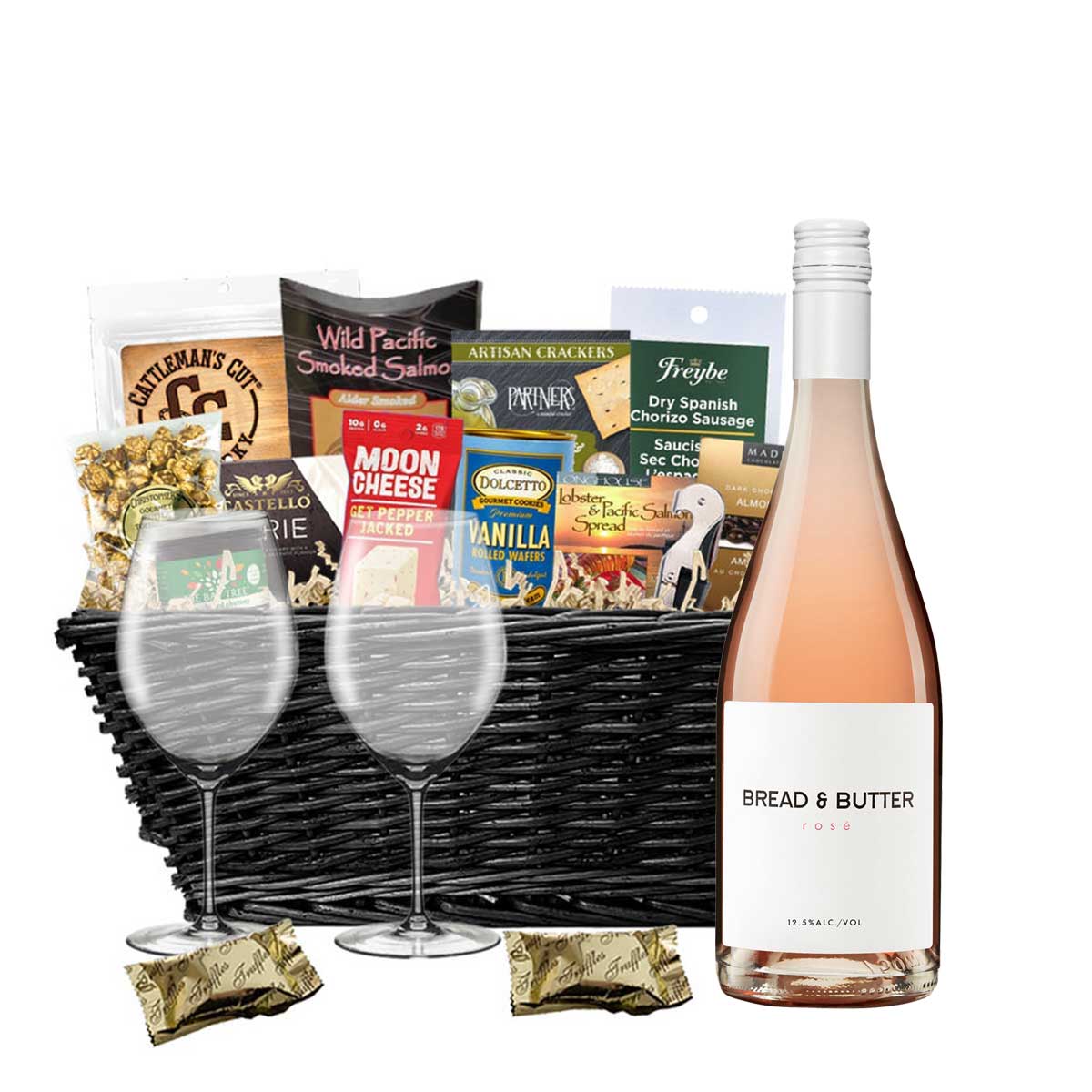 TAG Liquor Stores BC - Bread & Butter Rose 750ml Gift Basket