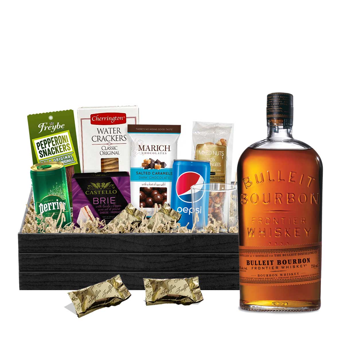 TAG Liquor Stores BC - Bulleit Bourbon Whiskey 750ml Gift Basket
