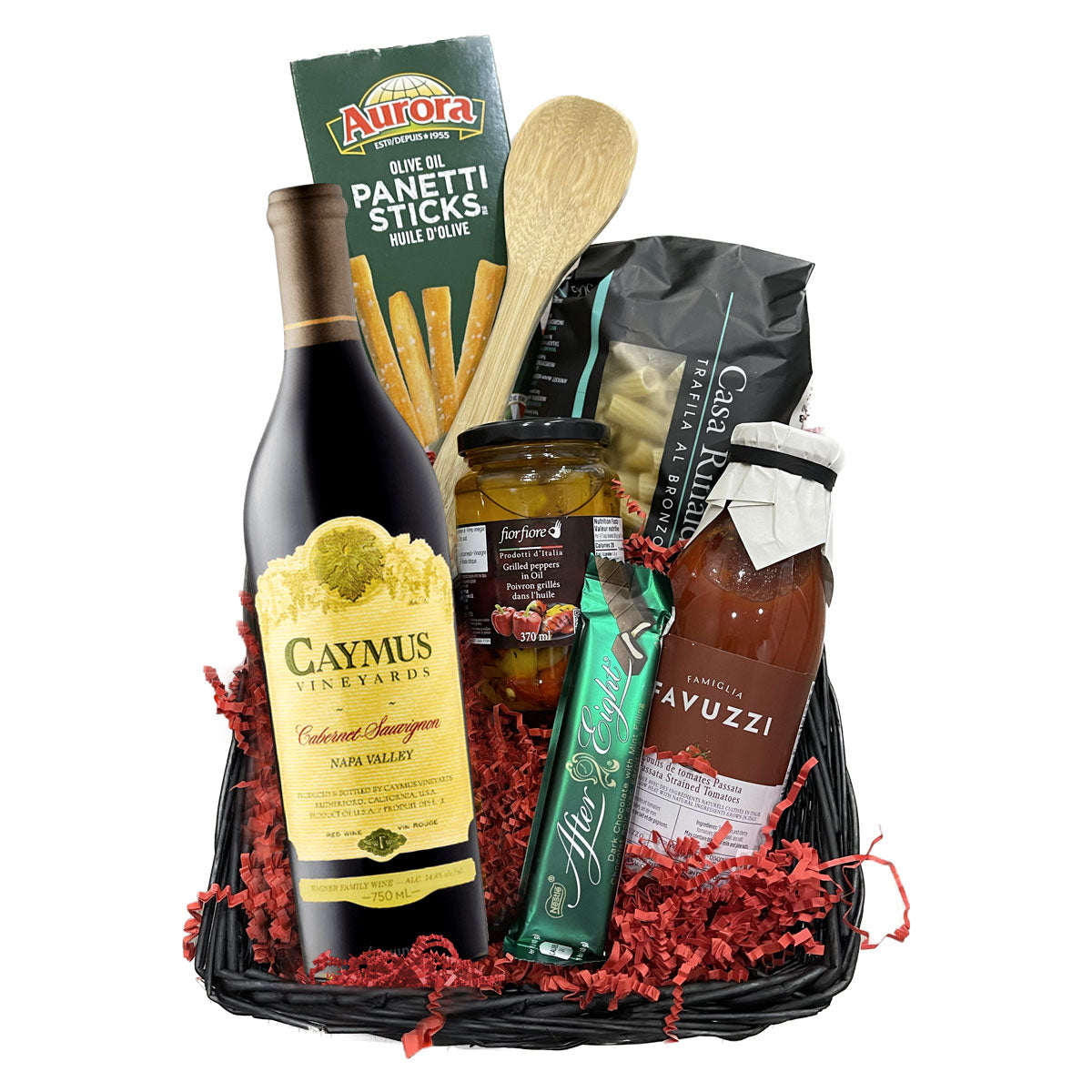 TAG Liquor Stores BC - Pasta Night Gift Basket (Caymus Cabernet Sauvignon 750ml)