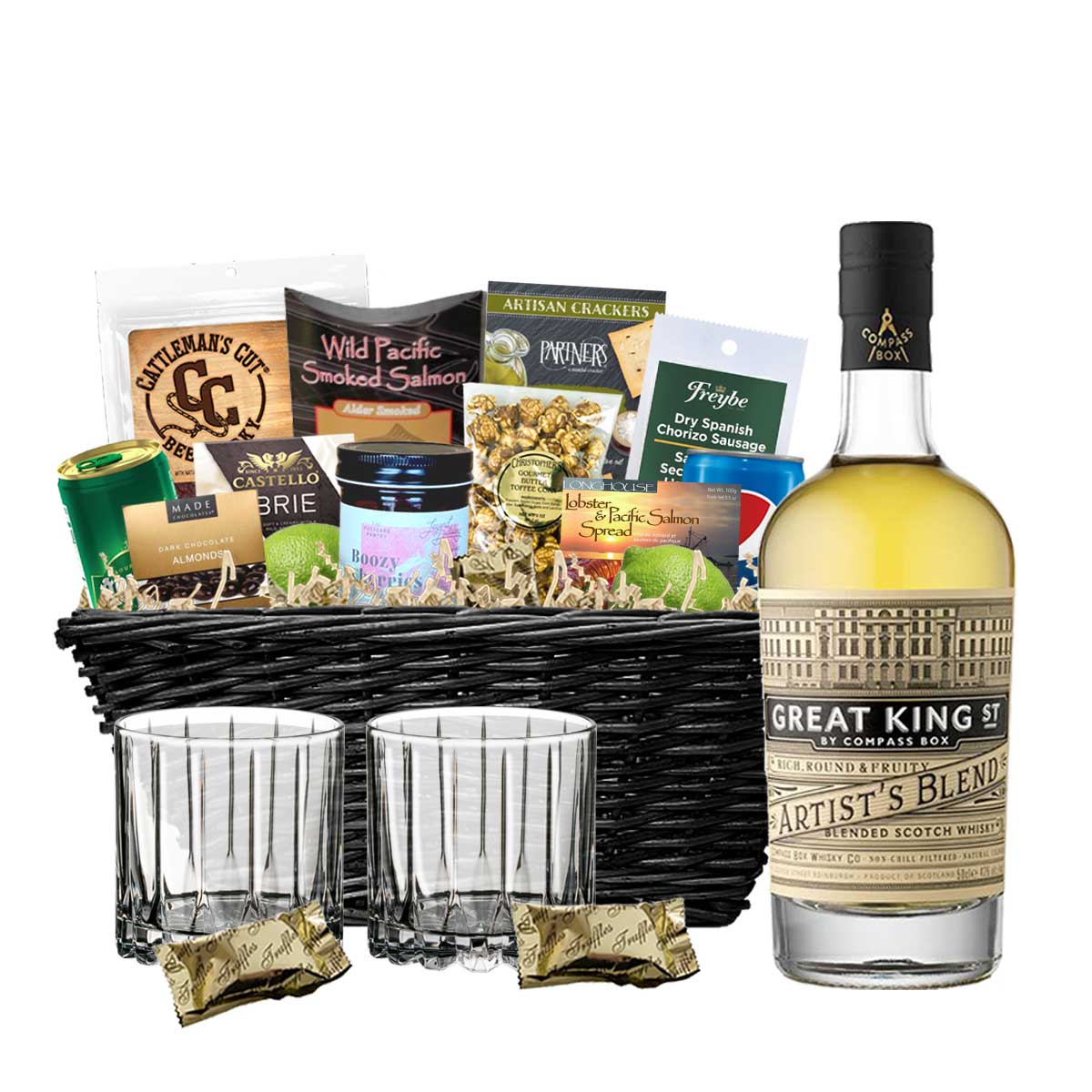 TAG Liquor Stores BC - Compass Box Great King Street Artist's Blend Scotch Whisky 750ml Gift Basket