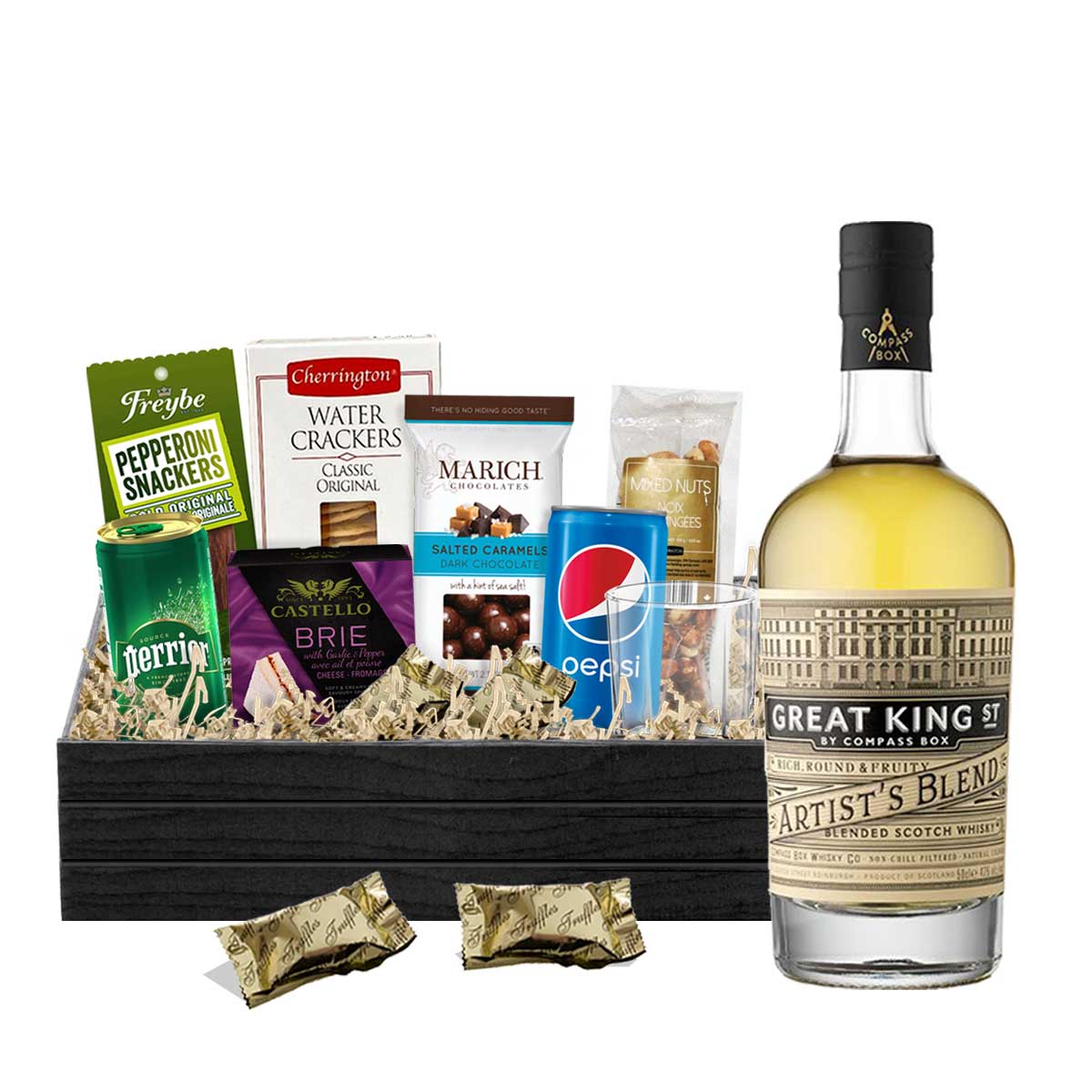 TAG Liquor Stores BC - Compass Box Great King Street Artist's Blend Scotch Whisky 750ml Gift Basket