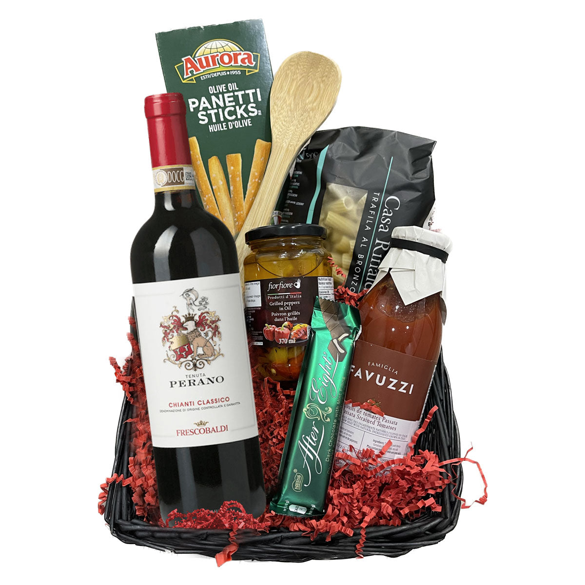 TAG Liquor Stores BC - Pasta Night Gift Basket (Frescobaldi Tenuta Perano Chianti Classico 750ml)