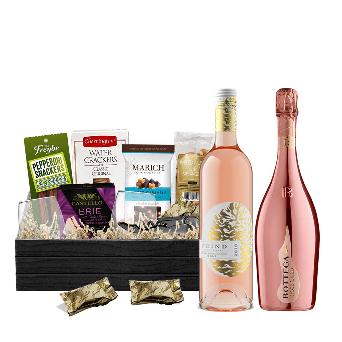 TAG Liquor Stores BC - Frind Rosé & Bottega Rosé Gold 750ml x 2 Gift Basket