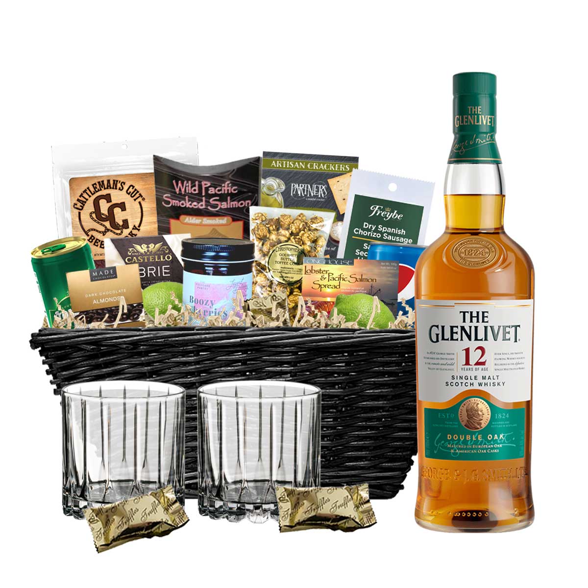 TAG Liquor Stores BC - Glenlivet 12 Year Old Single Malt Scotch Whisky 750ml Gift Basket