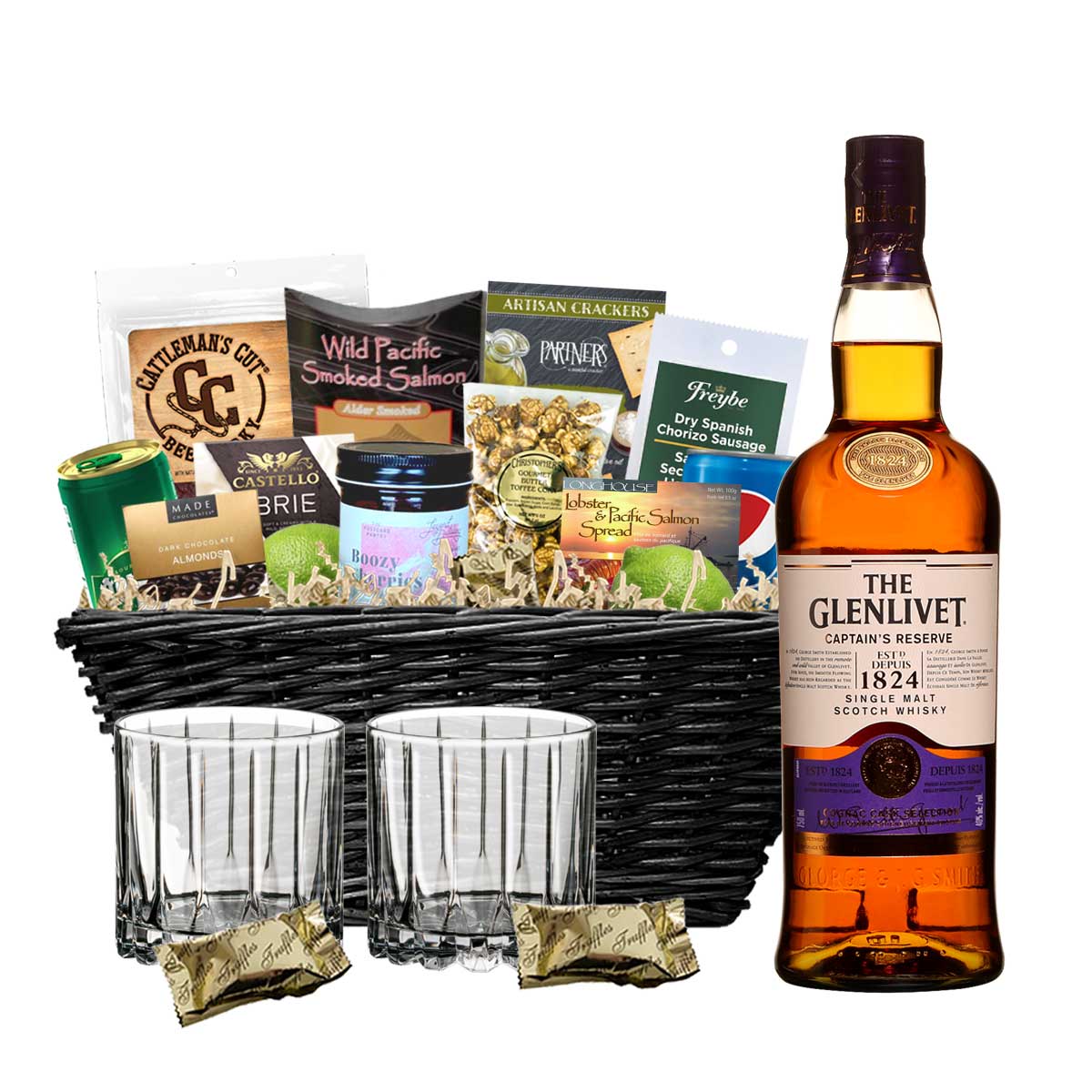 TAG Liquor Stores BC - Glenlivet Captain's Reserve Scotch Whisky 750ml Gift Basket