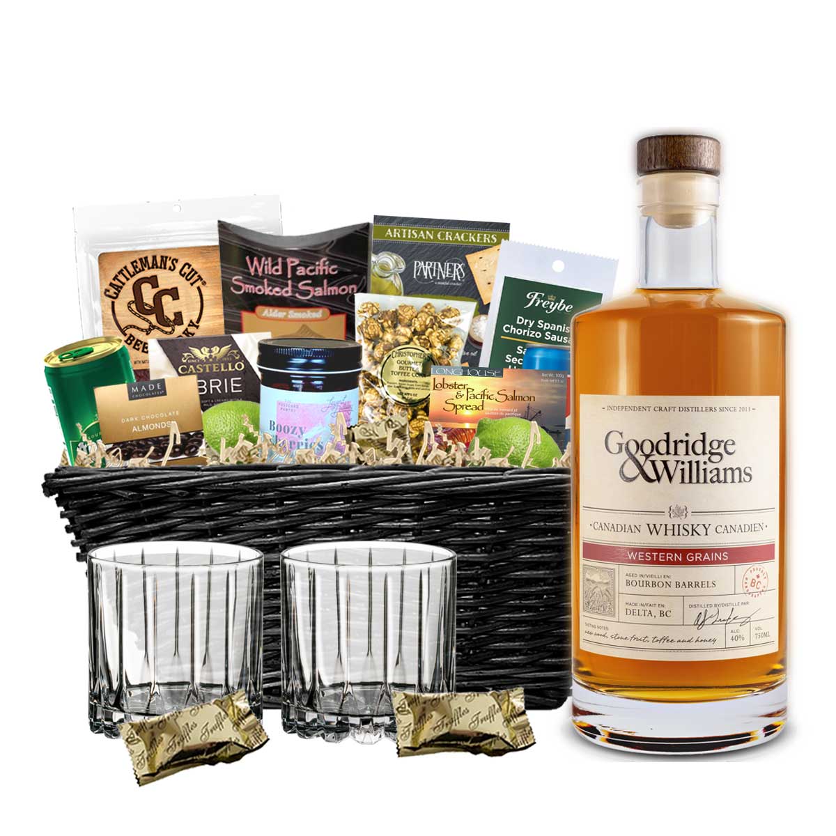 TAG Liquor Stores BC - Goodridge & Williams Western Grains Canadian Whisky 750ml Gift Basket