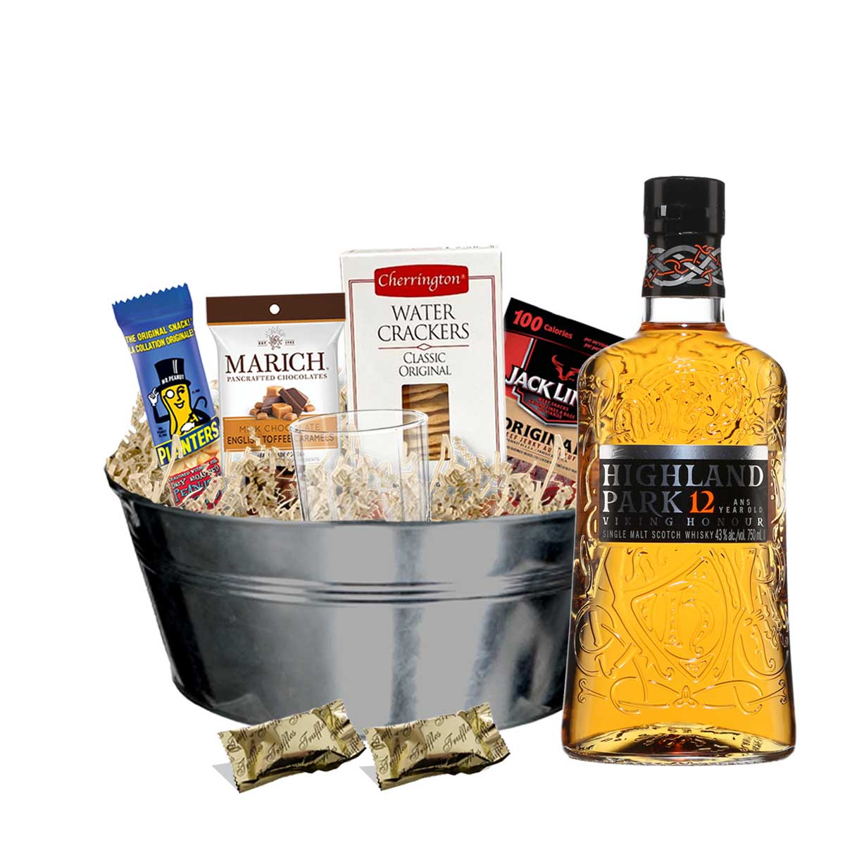 TAG Liquor Stores BC - Highland Park 12 Year Old Viking Honour Scotch Whisky 750ml Gift Basket