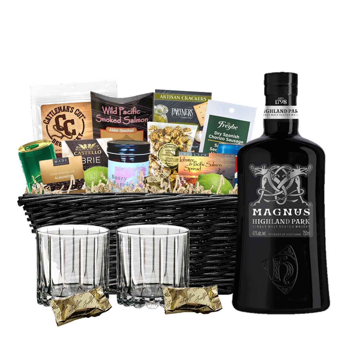 TAG Liquor Stores BC - Highland Park Magnus Single Malt Scotch Whisky 750ml Gift Basket