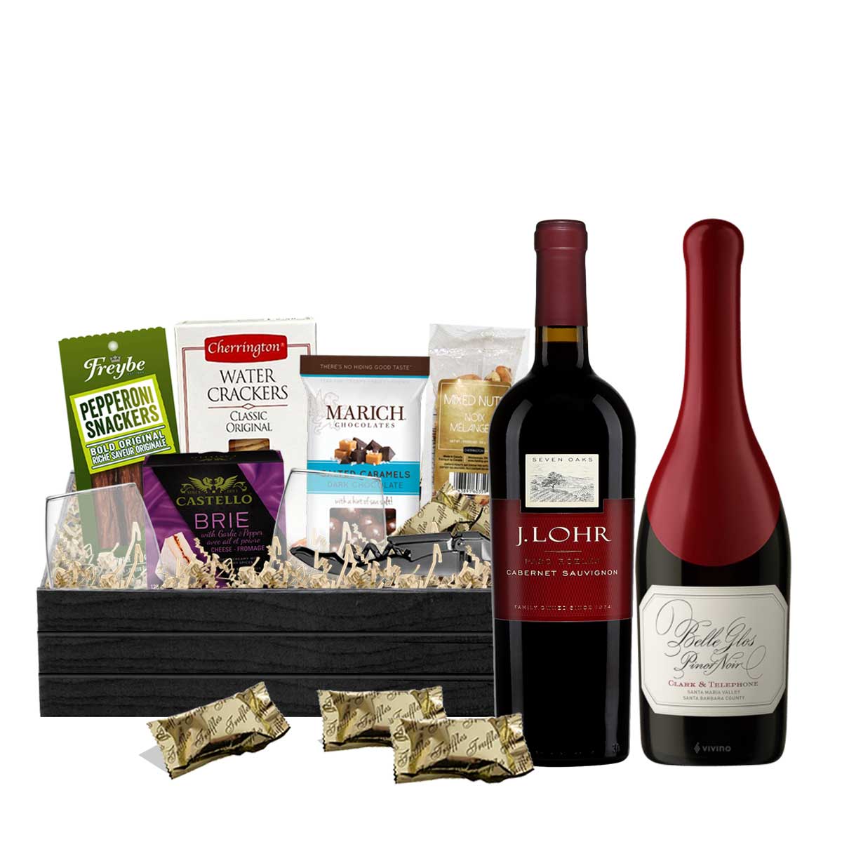 TAG Liquor Stores BC - J.Lohr Cabernet Sauvignon & Belle Glos Clark & Telephone Pinot Noir 750ml X 2 Gift Basket