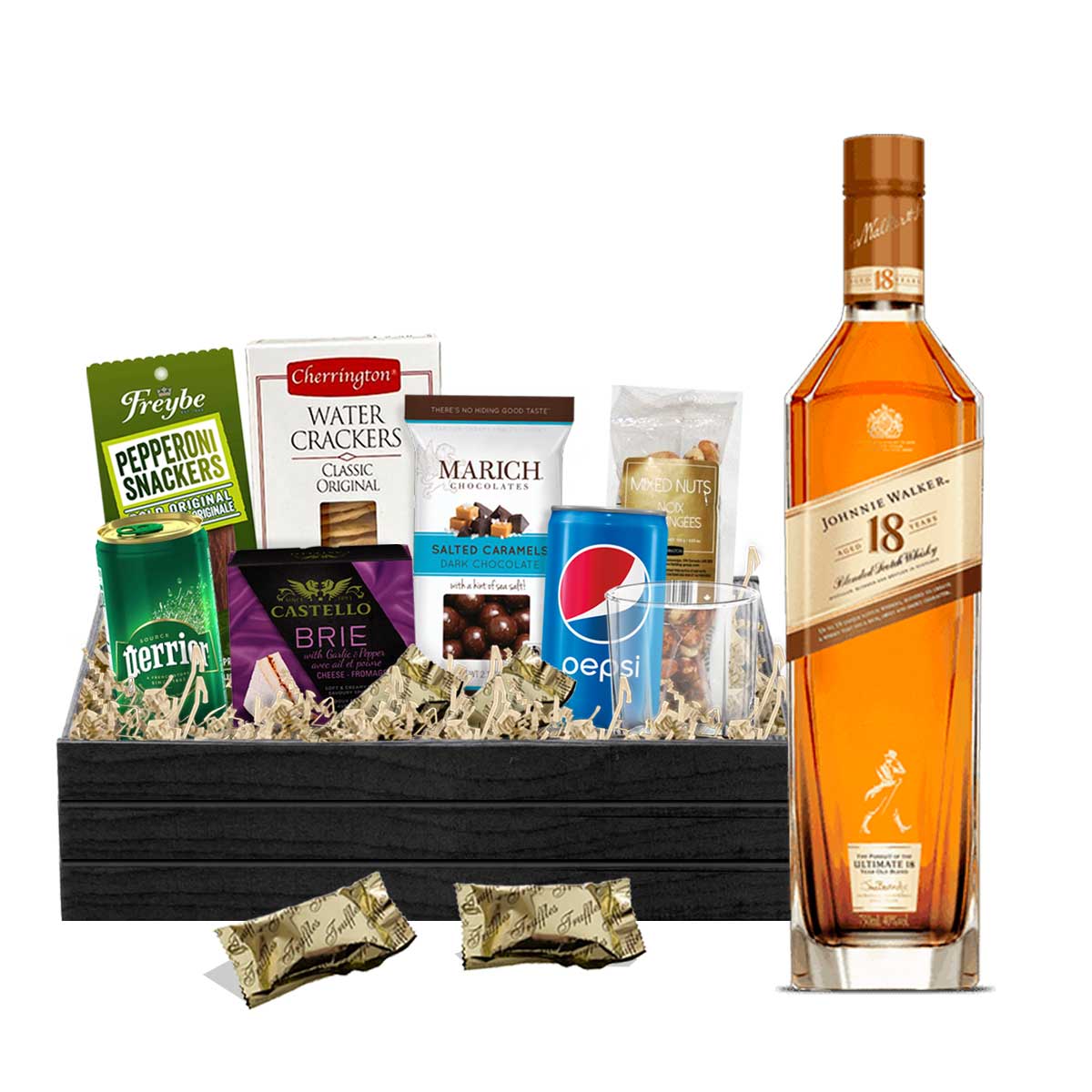 TAG Liquor Stores BC - Johnnie Walker 18 Year Old Scotch Whisky 750ml Gift Basket