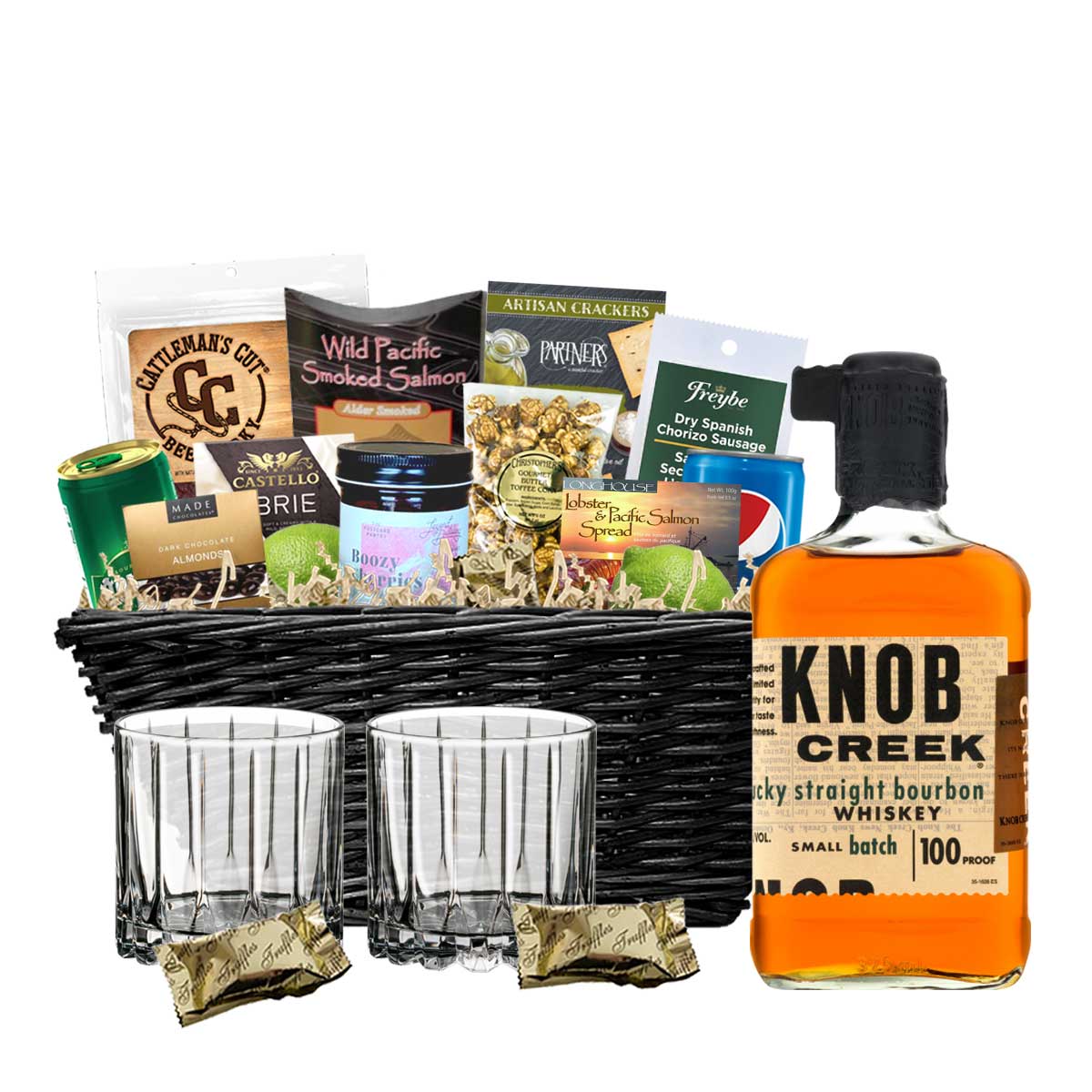 TAG Liquor Stores BC - Knob Creek Small Batch Bourbon Whiskey 750ml Gift Basket