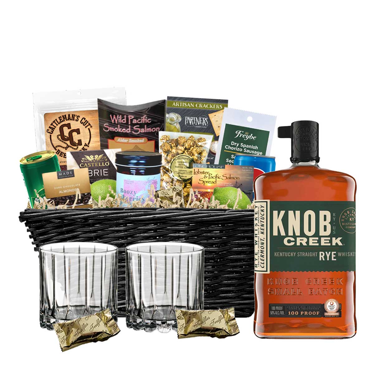 TAG Liquor Stores BC - Knob Creek Kentucky Straight Rye Whiskey 750ml Gift Basket