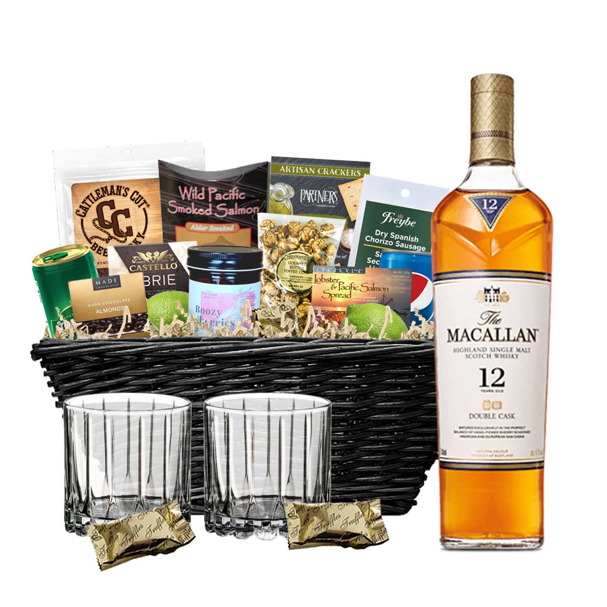 TAG Liquor Stores BC - Macallan 12 Year Old Double Cask Scotch Whisky 750ml Gift Basket