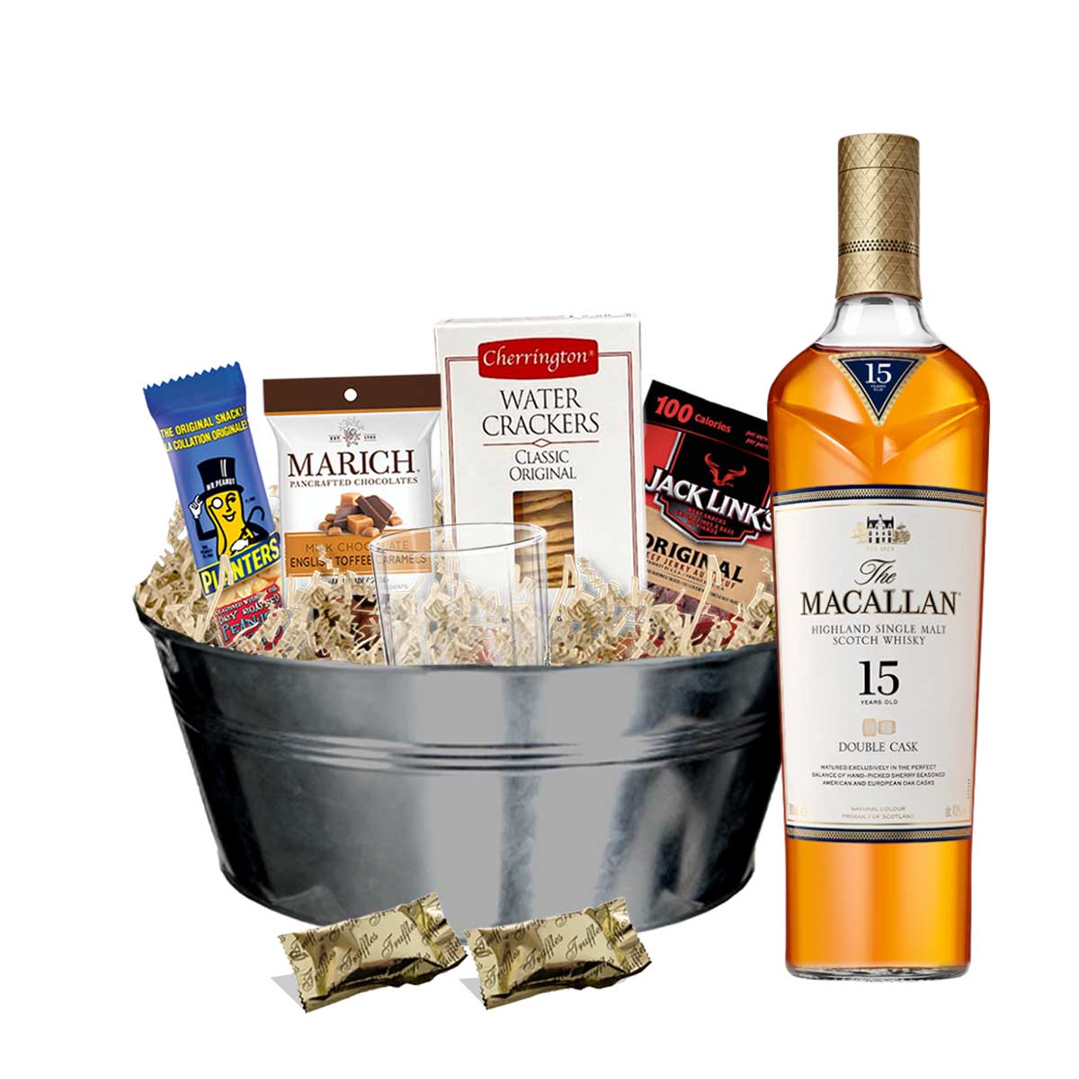 TAG Liquor Stores BC - Macallan 15 Years Old Double Cask Scotch Whisky 750ml Gift Basket