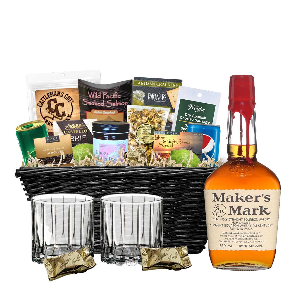 TAG Liquor Stores BC - Maker's Mark Kentucky Bourbon Whisky 750ml Gift Basket