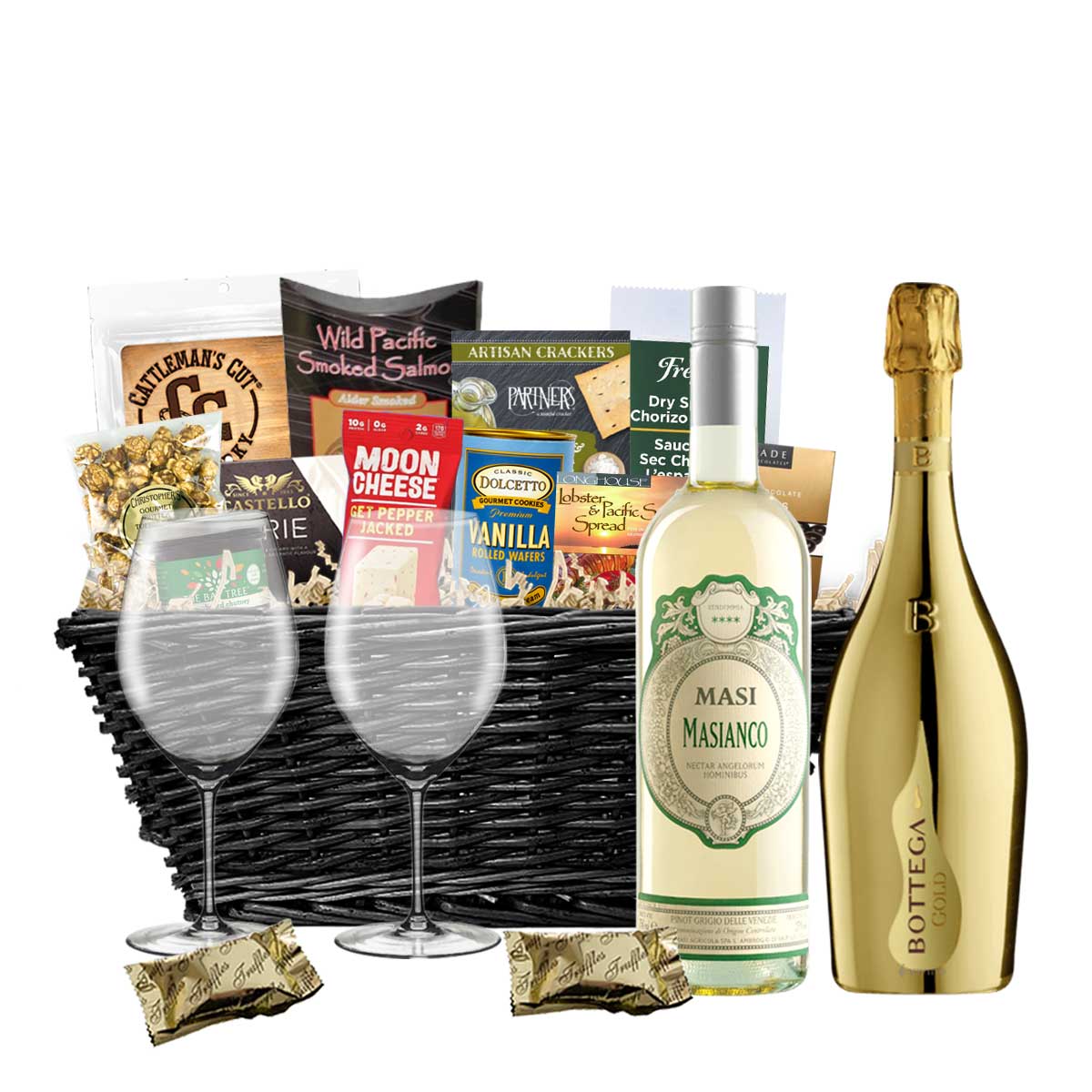 TAG Liquor Stores BC - Masi Masianco Pinot Grigio & Bottega Gold 750ml x 2 Gift Basket