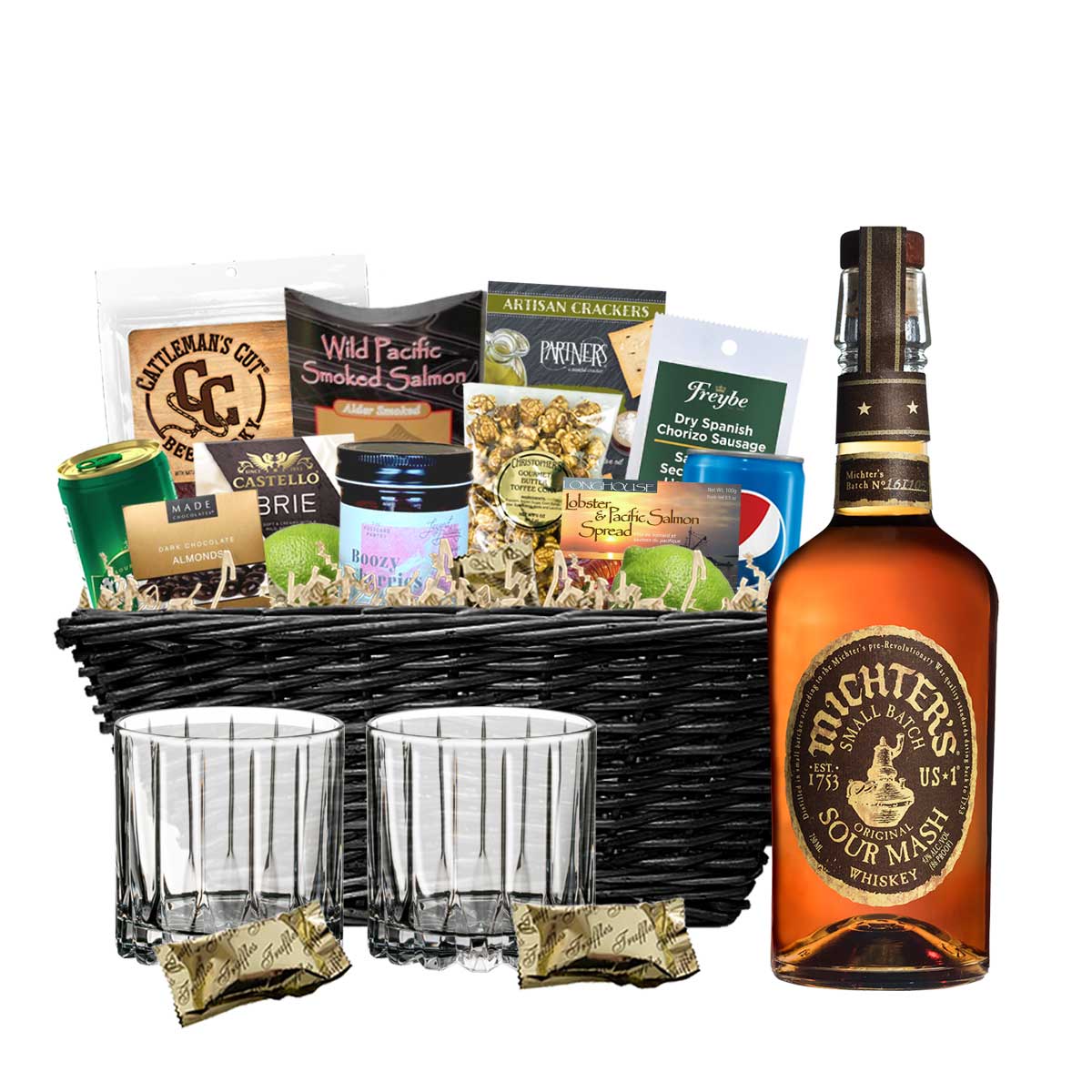 TAG Liquor Stores BC - Michter's Sour Mash Whiskey 750ml Gift Basket