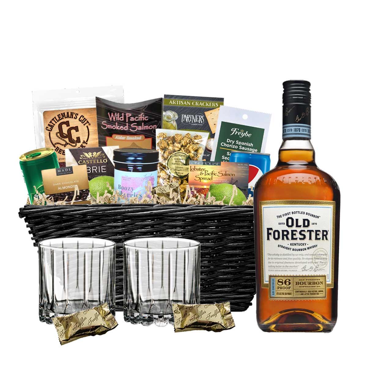 TAG Liquor Stores BC - Old Forester Bourbon Whiskey 750ml Gift Basket