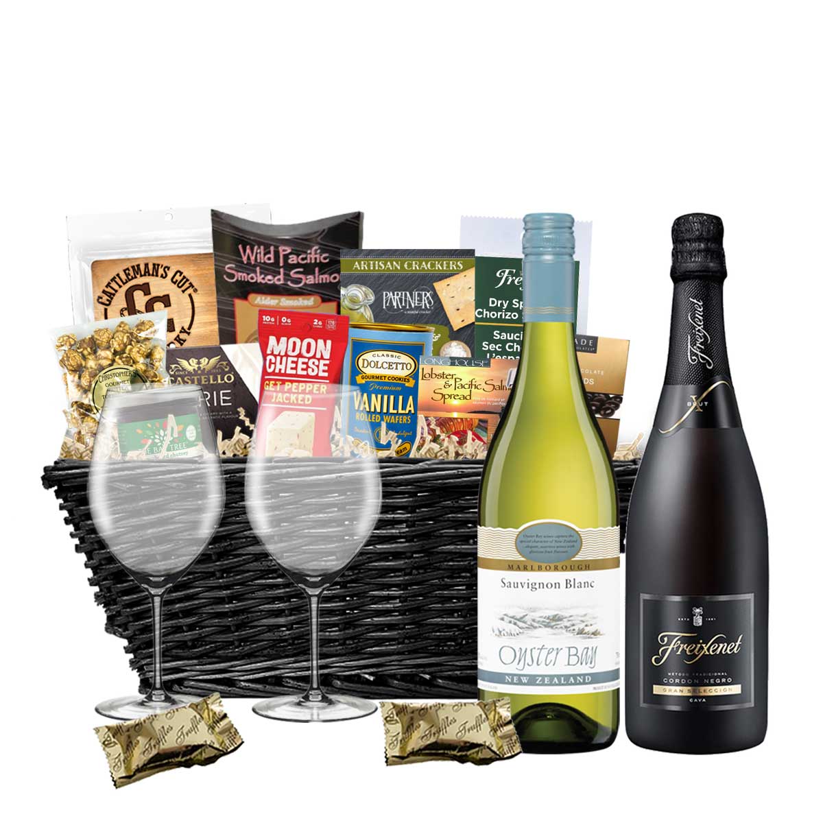 TAG Liquor Stores BC - Oyster Bay Sauvignon Blanc & Freixenet Brut 750ml x 2 Gift Basket