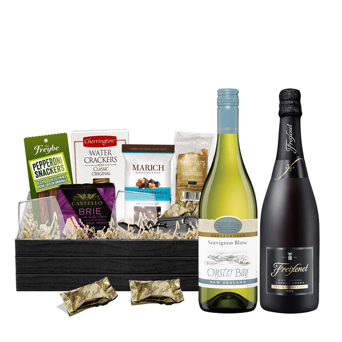 TAG Liquor Stores BC - Oyster Bay Sauvignon Blanc & Freixenet Brut 750ml x 2 Gift Basket