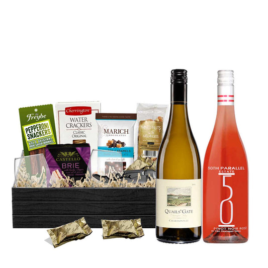 TAG Liquor Stores BC - Quails Gate Chardonnay & 50th Parallel Pinot Noir rosé 750ml x 2 Gift Basket