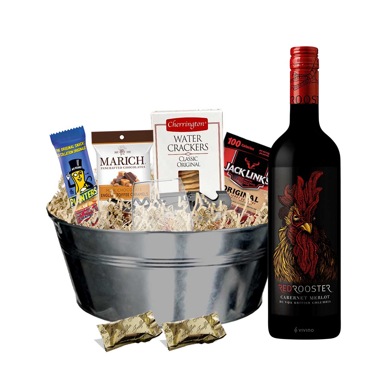 TAG Liquor Stores BC - Red Rooster Winery Cabernet Merlot 750ml Gift Basket