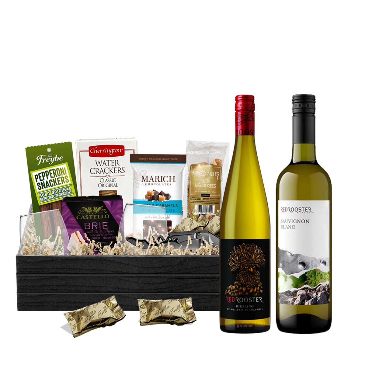 TAG Liquor Stores BC - Red Rooster Riesling & Red Rooster Sauvignon Blanc 750ml x 2 Gift Basket