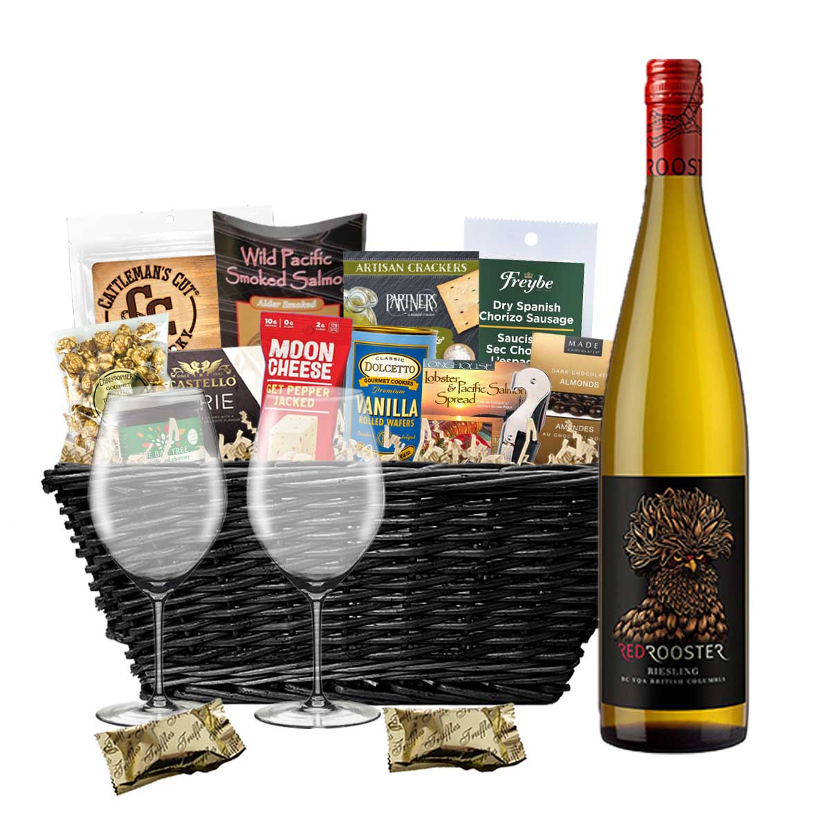 TAG Liquor Stores BC - Red Rooster Riesling 750ml Gift Basket