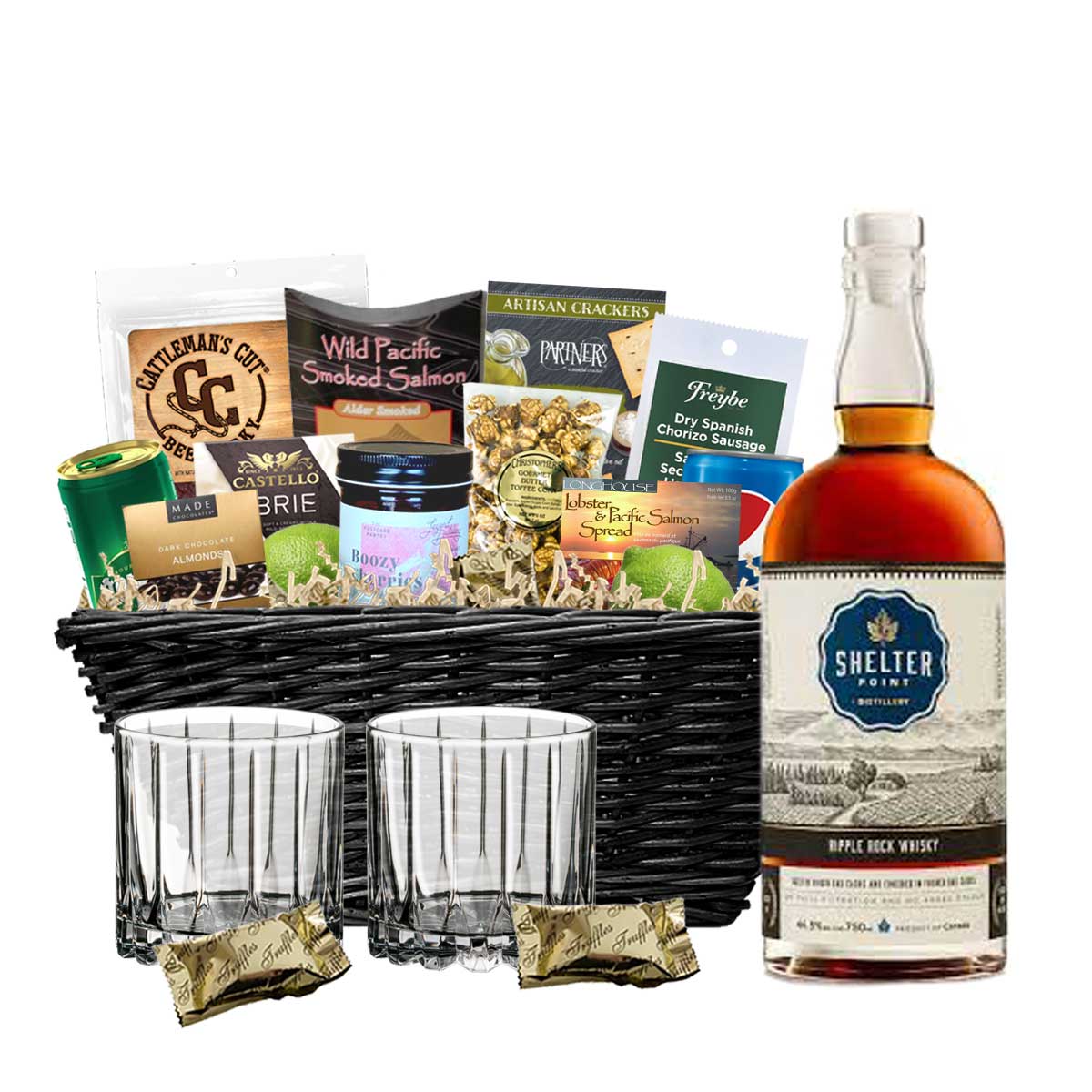TAG Liquor Stores BC - Shelter Point Ripple Rock #2 Canadian Whisky 750ml Gift Basket