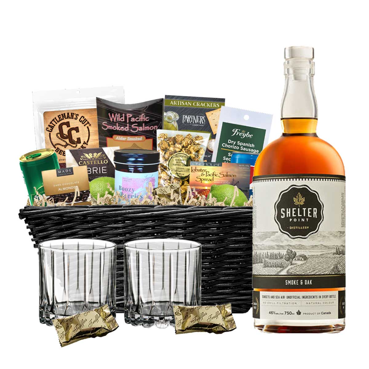TAG Liquor Stores BC - Shelter Point Smoke Point Whisky 750ml Gift Basket